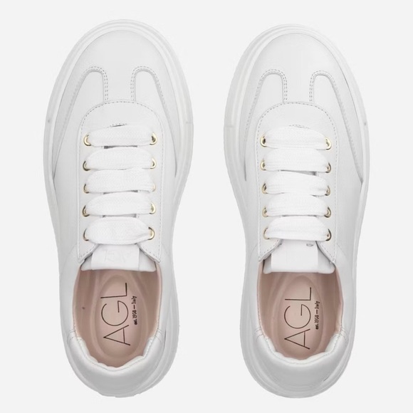 Agl Shoes - AGL made in Italy Women's White leather casual Sneakers size Eu 41 US 11